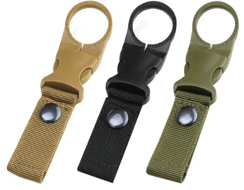 JTKREW 3 pcs Boucle de Bouteille d'eau Sangle Suspendue Crochet Ceinture Clip Porte-Bouteille d'eau pour Camping Randonnée