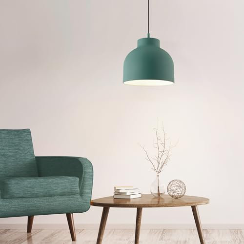 Lightbox Vintage Hängelampe - 120 cm, Ø 32 cm - türkise Retro Pendelleuchte mit kürzbarem Kabel - für Esszimmer - E27, max. 60 W - aus Metall