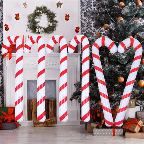 8Pcs Inflatable Candy Canes, 90CM Giant Candy Cane Novelty Large Candy Stick Inflatable for Christmas Tree Hanging Ornaments Inflatable for Christmas Decoration