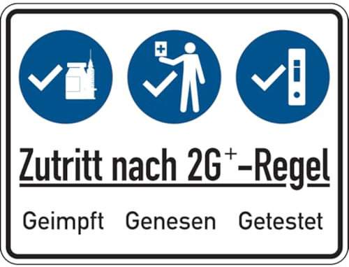 Dreifke® Hinweisschild, Zutritt nach 2 G⁺-Regel | PVC | 300x200 mm, 1 Stk
