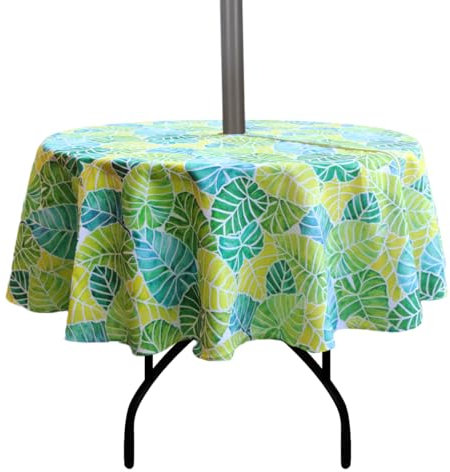 EHouseHome Nappe ronde de 152,4 cm d'extérieur et d'intérieur avec trou de parasol et fermeture éclair, nappe imperméable à fermeture éclair pour table de patio, printemps/été, pour table circulaire
