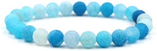 Homxi Herren Damen Perlenarmband Naturstein,Beads Armband Herren 8MM Perlen Naturstein Perlen Armband Blau