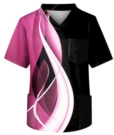 TIMELYE Herren Pflege Mit Motiv Pflege Kleidung Medizinische Berufsbekleidung Druck Klinikkasack Bequem Medizinisches Schlupfhemd Rückenfrei Joggpants Herren Langarm(Hot Pink,M)