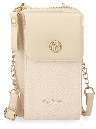 Pepe Jeans Sprig lässiger Damenrucksack, Handtasche, Geldbörsen und Geldbörsen, RFID-System, Kunstleder von Joumma Bags, Beige, Talla única, Handy-Schultertasche