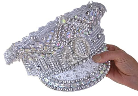 Ginger Ray 40th Birthday Silver Embellished Sequin Hat Milestone Party Wearable Accessory