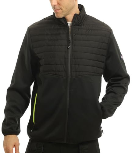 Lee Cooper Workwear LCJKT460 Mens Padded Fleece Full Zip Work Jacket, Black/Black, 2XL