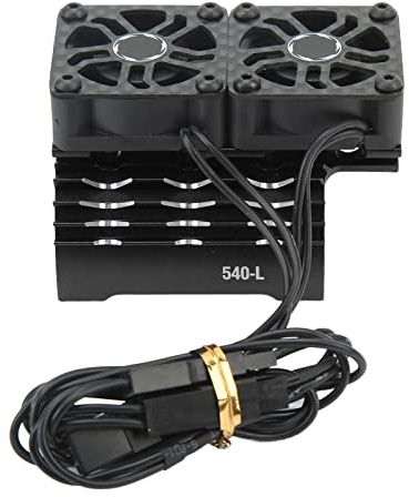 VGEBY Kühlkörper für RC-Motorlüfter, 36 Mm, 28000 U/min, 8,4 V, Bürstenloser RC-Car-Motorkühlkörper mit Dual-Lüfter-Abdeckung für 540 550 Motor (Black)