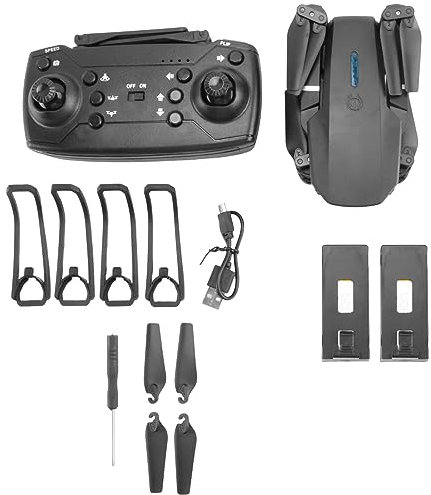 Jimenez Pro 4K HD Camera Foldable Drone, Black, Intermediate Skill Level, Remote Control, Automatic Exposure, 3 Batteries Included