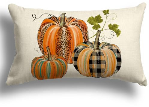 ZWJD Kissenbezug Herbst 30x50 1er Set Herbst Dekoration Kissenhülle Herbst Deko Leinen Kissenhüllen Ahornblätter Kürbis Kissen für DekoSofa Home Garten Schlafzimmer Dekokissen Kissenbezüge 30x50 cm