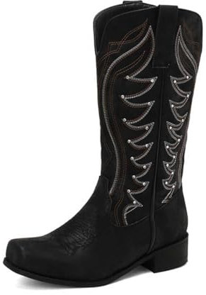 Stivali Texani Donna,Stivali da Cowboy Donna Motociclista,Stivali alla Moda, Stivali ad altezza ginocchio E5