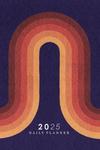 2025 Daily Planner: Retro Rainbow | Page a Day Diary for Work, Home, Students or Gift | 6.14 x 9.21