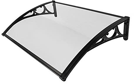 AWMYEZOU Door Canopy Awning Shelter Canopies Porch Canopy Awning Shelter,Canopy Transparent Pc Plate Window Awning Rain Snow Shelter Smoking Area Roof Cover/Black/60 * 120Cm