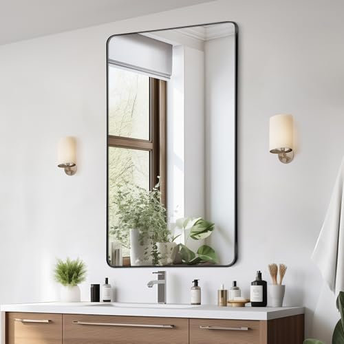VEVOR Wandspiegel Schminkspiegel Badezimmerspiegel 1524 x 711 x 25 mm rechteckiger Spiegel, schwarzer Rahmen aus Aluminiumlegierung, mit Z-förmiger Halterung für Badezimmer Schlafzimmer Wohnzimmer