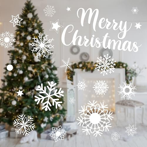 Nordstern Fensterbilder Schneeflocken 450 Stück - Weihnachtsdeko Aufkleber für Fenster - Statisch haftende und wiederverwenbare Fensteraukleber für Weihnachtsfenster