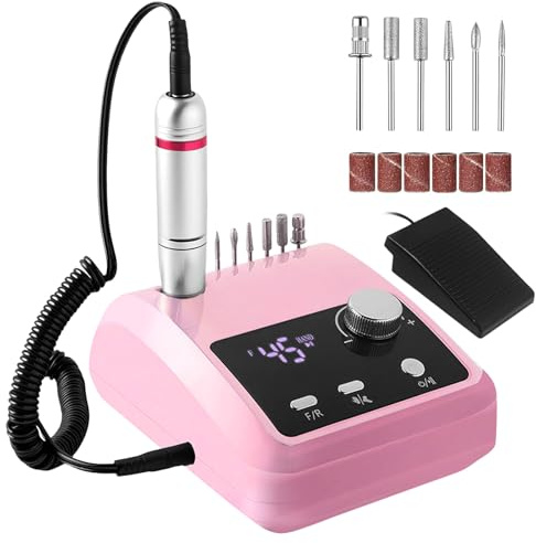 CozyZen Elektrische Nagelfräse Professional, 45000 U/min mit LCD-Display | Hand- & Fußsteuerung, leise, für Acryl- und Gelnägel, Maniküre & Pediküre, ideal für Salon und Zuhause