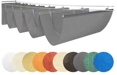 Copertura parasole di ricambio per pergola retrattile, per veranda, garage, cortile, esterno, retrattile, onda, vele, copertura per tetto con hardware per cavi, tenda a onde per protezione solare