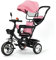 Dreirad 4 in 1, Kleinkind-Dreirad mit Verstellbarem Schubstange Lenksystem, Kinderdreirad mit Sonnenschirm, Klingel, Spiegel, Bequemer Sitz (Rosa)