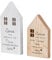 levandeo 2er Set Deko Häuser Aufsteller Zuhause Spruch MDF Holz Natur Weiß Tischdeko Geschenk Wohndekoration Glück