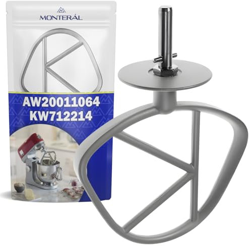 MONTERAL Fouet en Forme de K pour Robot Patissier avec Le Code Original KW712214 AW20011064 pour Kenwood Chef - Garantie de 10 Ans