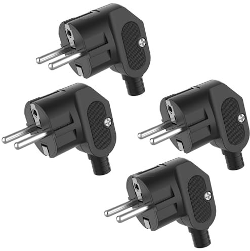4 Pièces Prise Electrique, Prise Européenne IP20 250V (16A), Prise Schuko Fiche Contact de Terre pour Usage Intérieur Noir