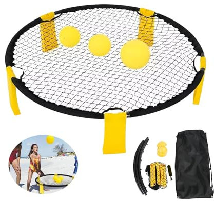 Outdoor Roundnet Spieleset,Roundnet Spiel mit Spielnetz,3 Bällen,Tragetasche,Handbuch und mehr - Outdoor Sport für Kinder & Erwachsene,Spiel für Garten, Strand, Park, drinnen