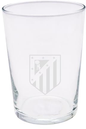 CyP Brands- Atlético de Madrid, Vaso de Sidra, Vidrio, Resistente, y Apto para Lavavajillas y Microondas, Capacidad 500 ML, Producto Oficial