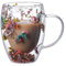 Taza de cristal floral colorida, elegante taza de té de doble pared con flores secas, capacidad de 350 ml, vidrio transparente