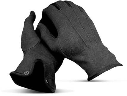 THE MASONIC COLLECTION Schlichte Baumwollhandschuhe für Herren – Weich und leicht – Waschbares und Wiederverwendbares Material – Druckknopfverschluss – Geschenkaccessoire für Männer
