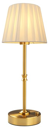 EppieBasic Rechargeable Cordless Table Lamp, Pleated Shade, 2700K Dimmable | 5200mAh Long-Lasting Battery, 1.5h Fast Charging, Portable, Bulb Replacement, Wireless, Vintage