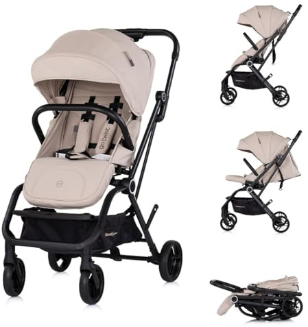 Chipolino Kinderwagen Go Twist Sitz drehbar PU-Reifen klappbar Federung Korb beige