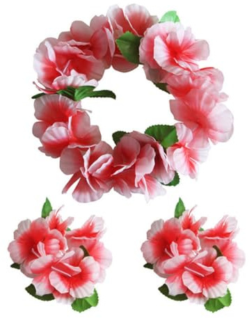 HOMSFOU 6 Stück Hawaiianisches Haarkranz und Armband aus Polyester mit Lebensechten Blumen Komfortabler Stoff für Kostümpartys und Besondere Anlässe