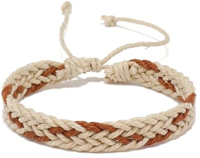 LuoAXINN Pulsera de cuerda trenzada Pulsera trenzada ajustable hecha a mano de algodón y lino, pulsera tejida, pulseras hilo for hombres mujeres