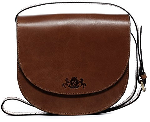 SID & VAIN Schultertasche echt Leder - Handtasche Trish - Umhängetasche Damentasche mit Schultergurt - Ledertasche Damen braun handgefertigt