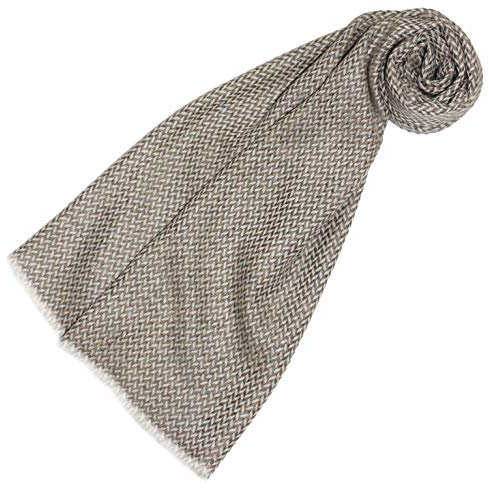 Lorenzo Cana Damen Schal 100% Kaschmir flauschig leicht Kaschmirschal Winterschal Naturfaser Fischgrätmuster Damenschal Frauenschal Braun 78593