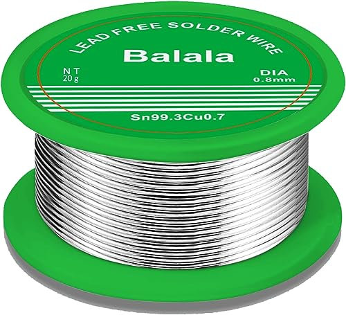 Balala Lead Free Solder 20g/NT, Solder Wire, Soldering Flux 0.8mm, Sn99.3 Cu0.7 Solder Rosin Core for Repairing Electronic Components or Working on DIY Projects, KIT-21