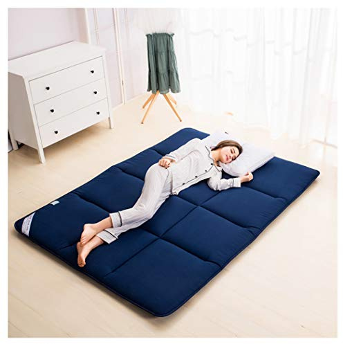 WYJHNL Tatami Matratze Dicke Weiche Student Klappmatratze Ganze Baumwolle Füllung Futon Matratze für Gastschlafunterlage, Zu Hause Bodenmatte, Bett Matratze, Matratze,Blau,140x190cm