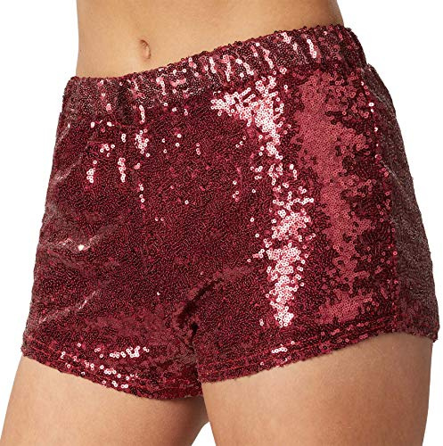 dressforfun 900996 Damen Pailletten Glitzer Shorts, sexy Kurze Hose Shorts
