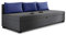 Schlafsofa Misti III - Einzelbett mit Kissen, Sofa mit Bettkasten, Bettsofa, Farbauswahl, Bettgestell, Komfortbett, Bett für Jugendzimmer, Schlafmöbel (Graphit + Blau (Lux 06 + Lux 20))