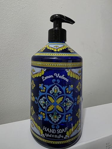 Deruta Lemon Verbena Hand Soap - Organic Liquid Soap with Italian Soap Dispenser - Bathroom or Kitchen 650ml