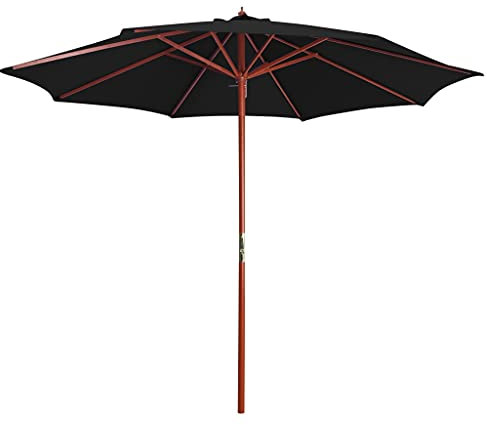 vidaXL Sonnenschirm mit Holz-Mast 300 x 258 cm Schwarz