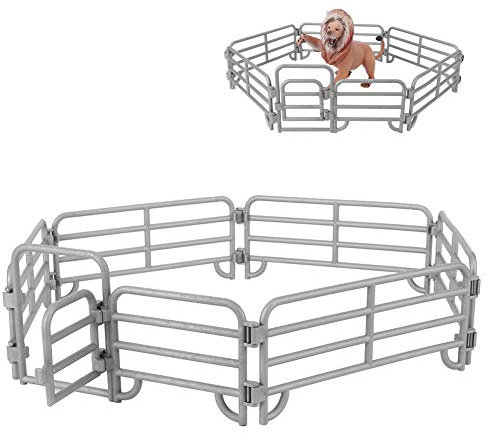 16pcs DIY Garden Farm Fence Toy horse corral fence Children role Play House living toy Guardrail Door Blocks Kid Toy Accessory(#1)