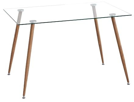 Home Heavenly® - Mesa de Comedor, Mesa de salón Modelo VARSOVIA, con Tapa de Cristal y Patas metálica Roble o Negra 120X80 cm - Varsovia - pataroble