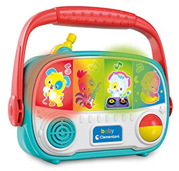Clementoni Baby Baby Radio, Radiolina Neonati 6+ Mesi, Centro attività Interattivo, Gioco con 4 Generi Musicali, Effetti Luminosi, Stimola Sviluppo Psicomotorio e Cognitivo, Lingua Italiana, 17439