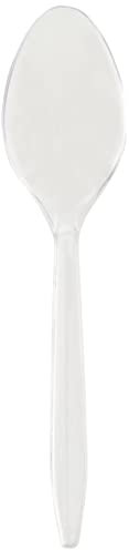 Cuillères en plastique transparent | Cuillère à café en plastique transparent robuste (lot de 50) Vaisselle et vaisselle, couleur transparente