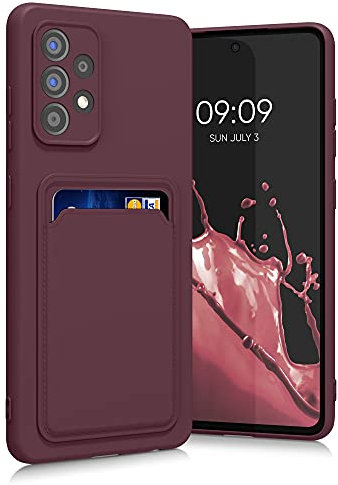 kwmobile Housse Compatible avec Samsung Galaxy A52 / A52 5G / A52s 5G Coque - Housse de téléphone avec Compartiment Carte en Silicone - Rouge Fauve