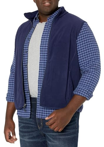 Amazon Essentials Herren Polarfleece-Weste mit durchgehendem Reißverschluss (erhältlich in Big & Tall), Marineblau, L