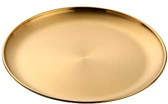 Buyer Star Gold Edelstahl Teller, Pastateller Fleischteller Camping Teller, Servierteller für Camping Picknick Küche Grillen Party- Rund 23cm 1 Stück