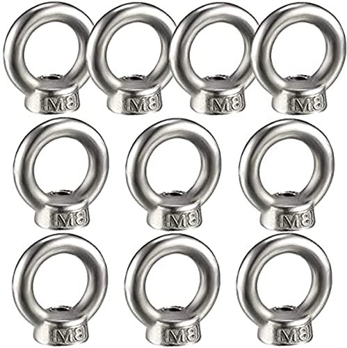 10 Stück Ringmutter Aus Edelstahl, M8 Ringmutter, 304 Edelstahl Augenmuttern, für Living Lifting und Verschiedene Technische Hebegeräte, Oberflächenpolieren, Silber