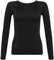 New Ladies Long Sleeve Round Neck Plain Basic Women's Stretch T-Shirt (Black, 14)