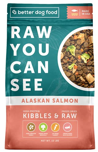 A Better Dog Food | Salmon Dry Dog Food | Raw You Can See | High Protein Kibble + Freeze Dried Raw Dog Food